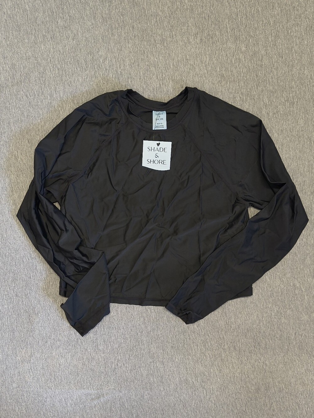 Shade & Shore Long‑Sleeve Rash Guard Swim Top – Black M NWT